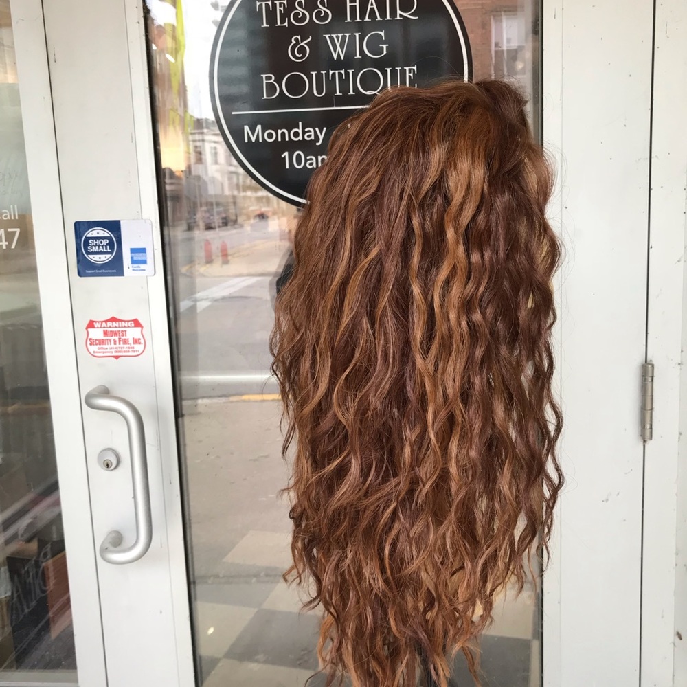 Transparent Lace Wig Curly Reddish Copper Brown - Picture 3 of 8